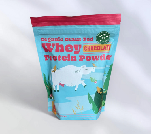 Sacred Lotus Grass-Fed Chocolate Whey Protein Powder - 1LB Retail Bags